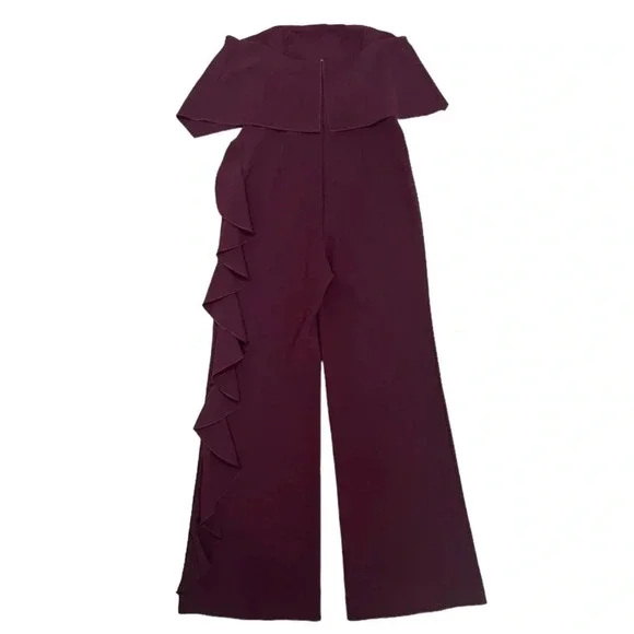 Alexis Kendall Ruffle Strapless Jumpsuit Wide
Leg Plum Burgundy Boho Chic Size M - Picture 7 of 11